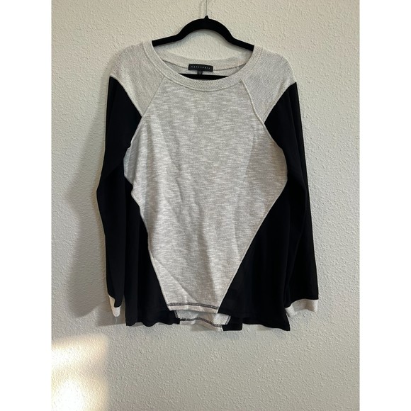 Sanctuary Tops - Sanctuary Varsity Sweatshirt Pullover Gray Crew Neck Sheer Sleeve Small